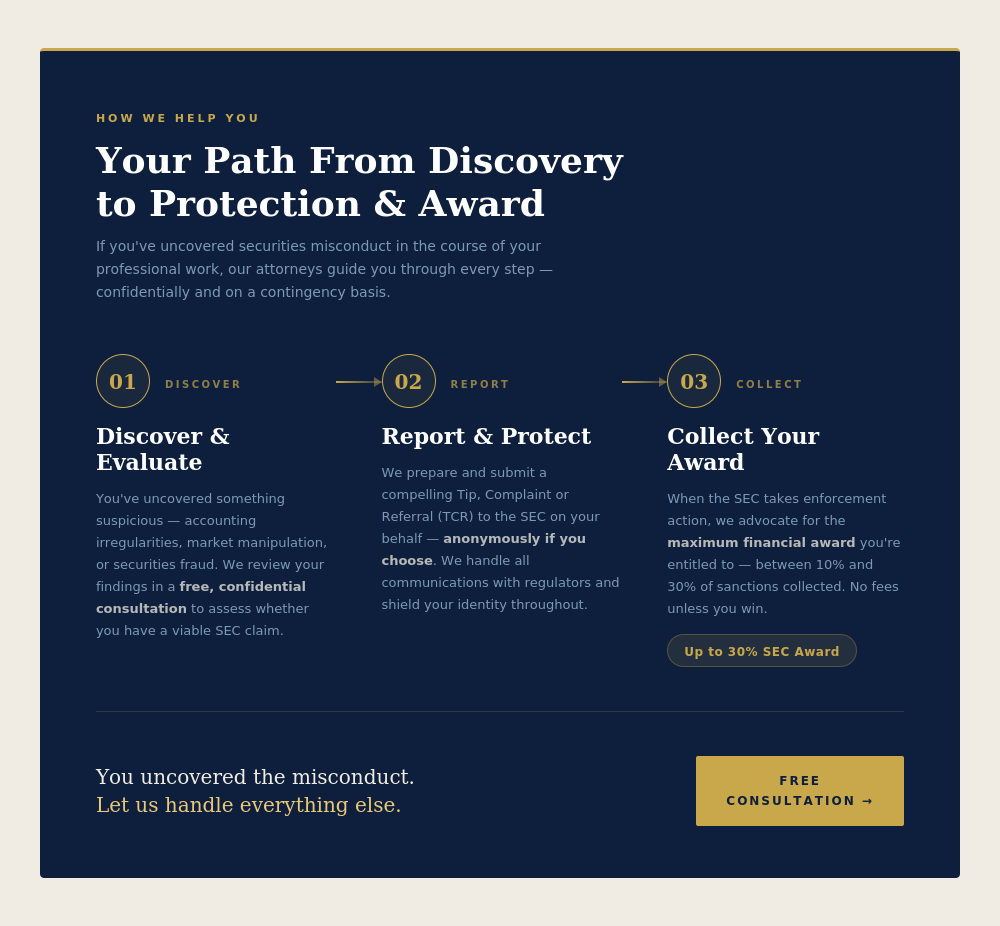 How we help you - your path from discovery to protection & award