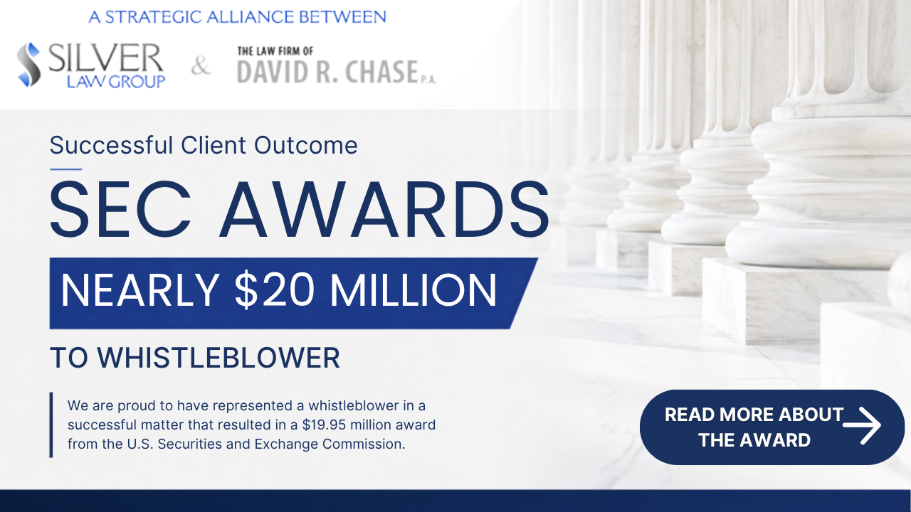 SEC AWARDS - Nearly $20 Million to Whistleblower